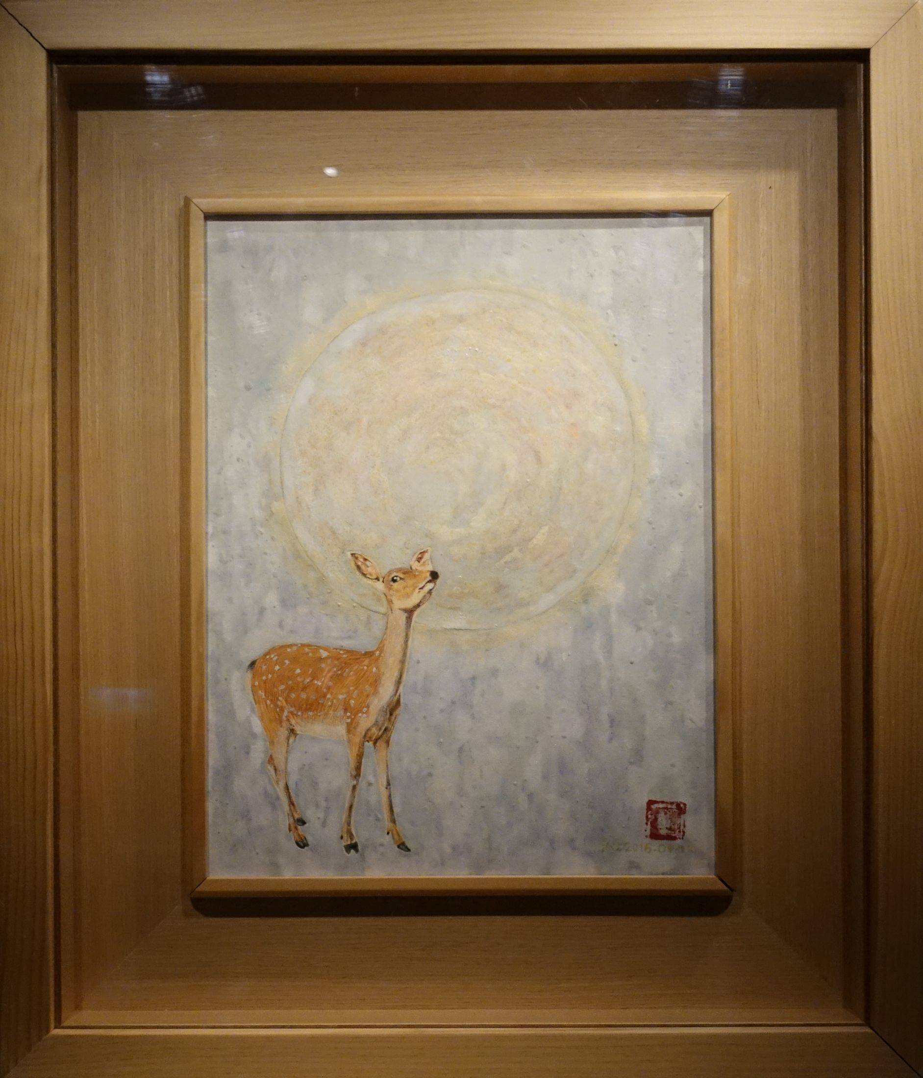 陳沁懋，月鹿，膠彩紙本，2016年。
