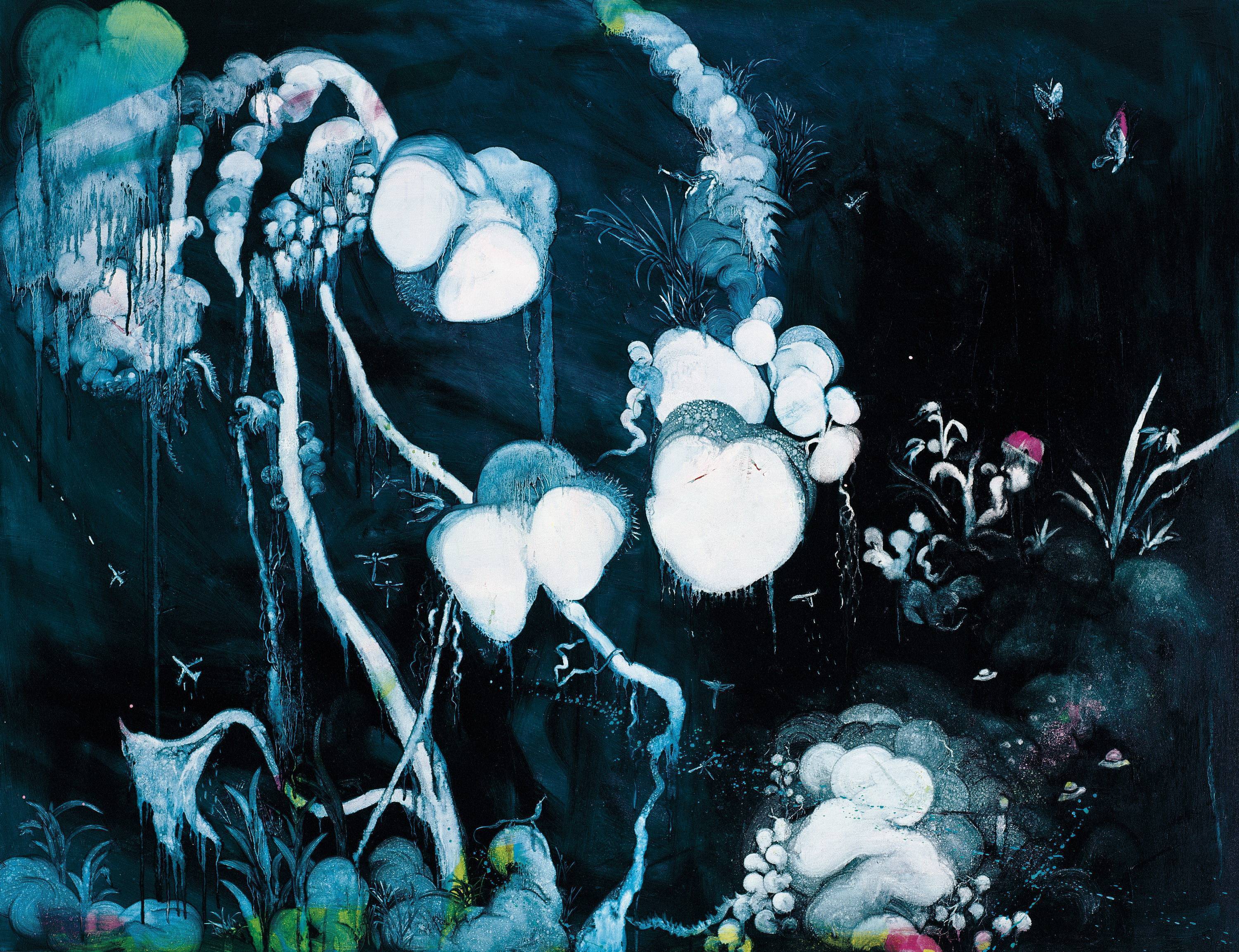 常陵|五花肉系列-肉花鳥-野放蘭|2007|油彩|112x145.5cm