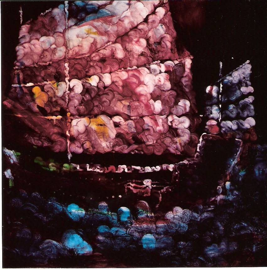 常陵|五花肉系列-肉兵器-戎克船|2005|油彩|130x130cm