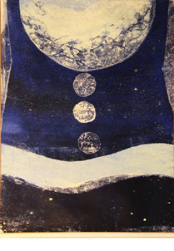 朱為白，天道，1971，油彩、塑膠片、玻璃版，84×67cm。