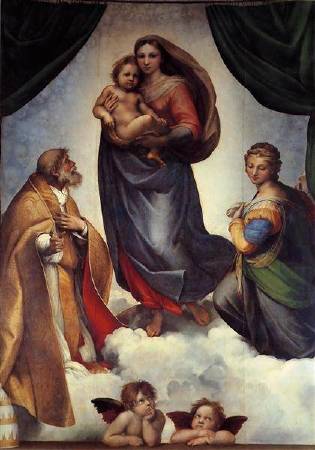 拉斐爾，《希斯汀聖母》（The Sistine Madonna），圖/取自wikiart。