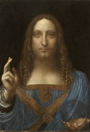 達文西《救世主》，約1500。圖/取自Wikipedia。