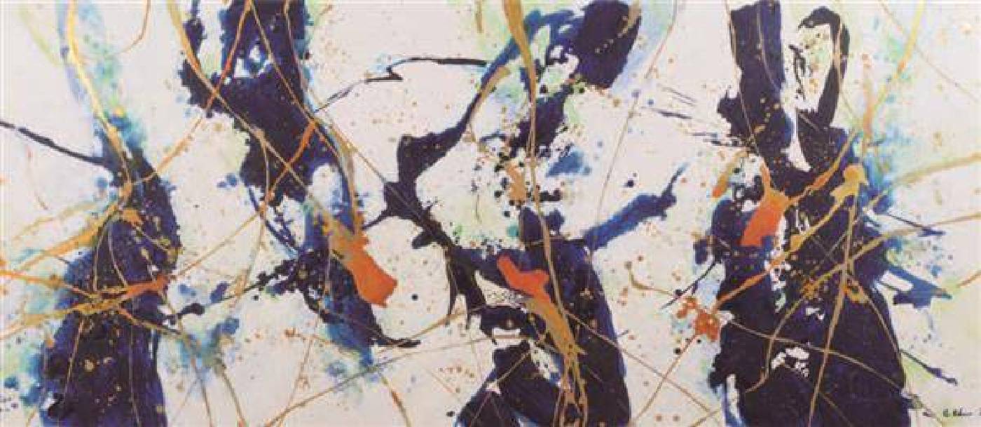 《海天藍的交響》，2008，壓克力彩、畫布，95×227公分