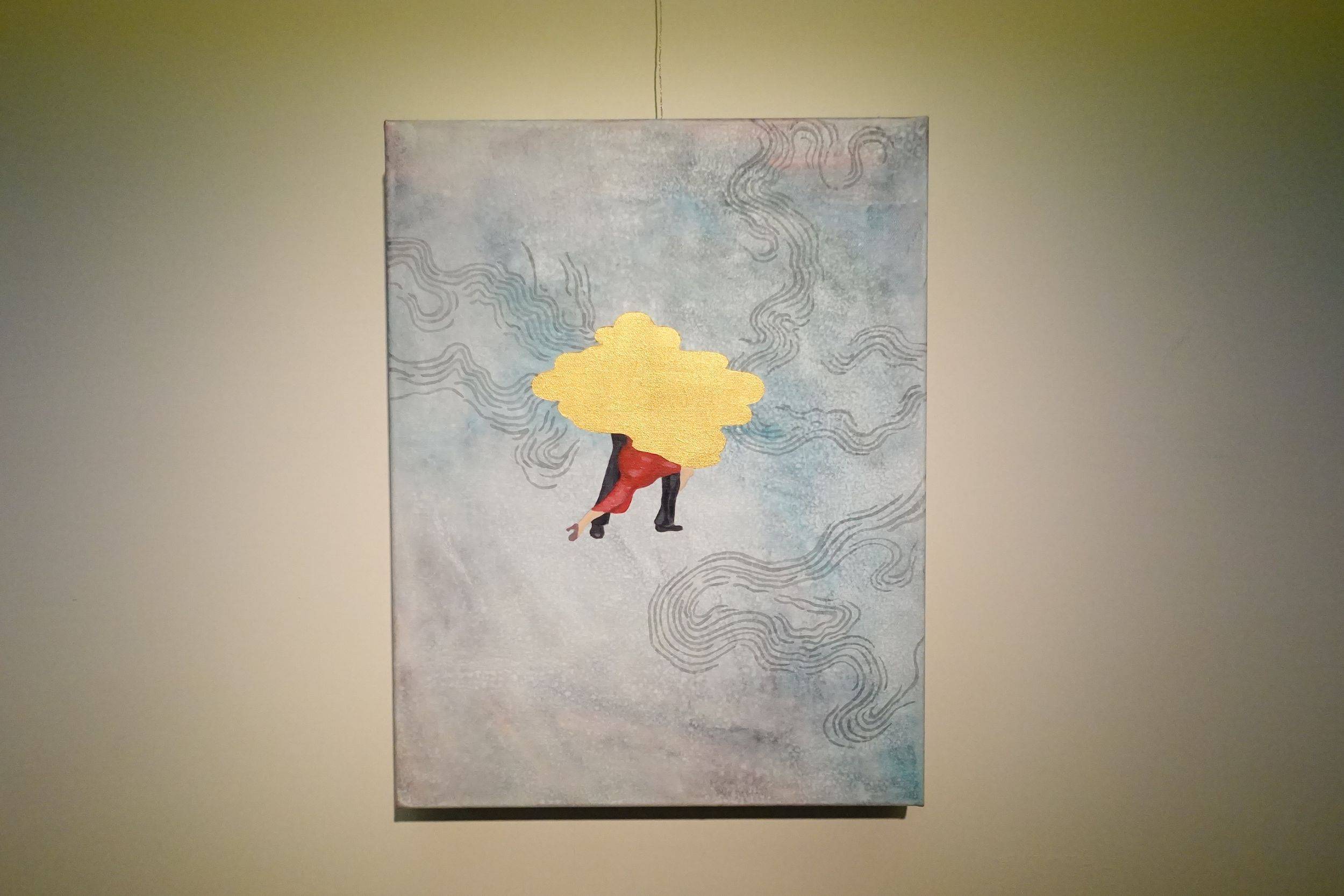 黃法誠，金色雲朵，壓克力顏料.墨.畫布，2017年。
