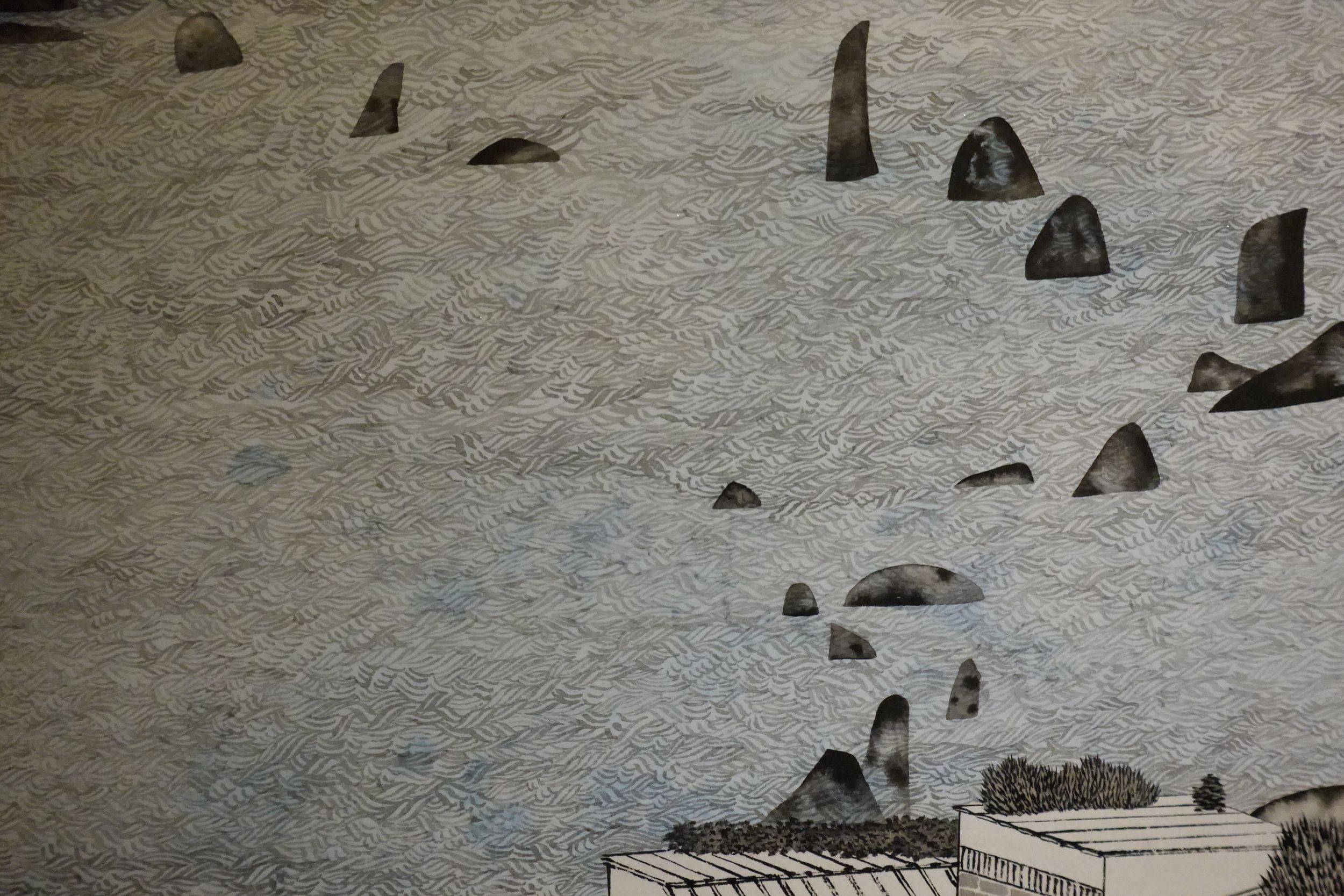 邱亦寧，長島的等待，水墨、紙，15.4x134.7cm，2018年。