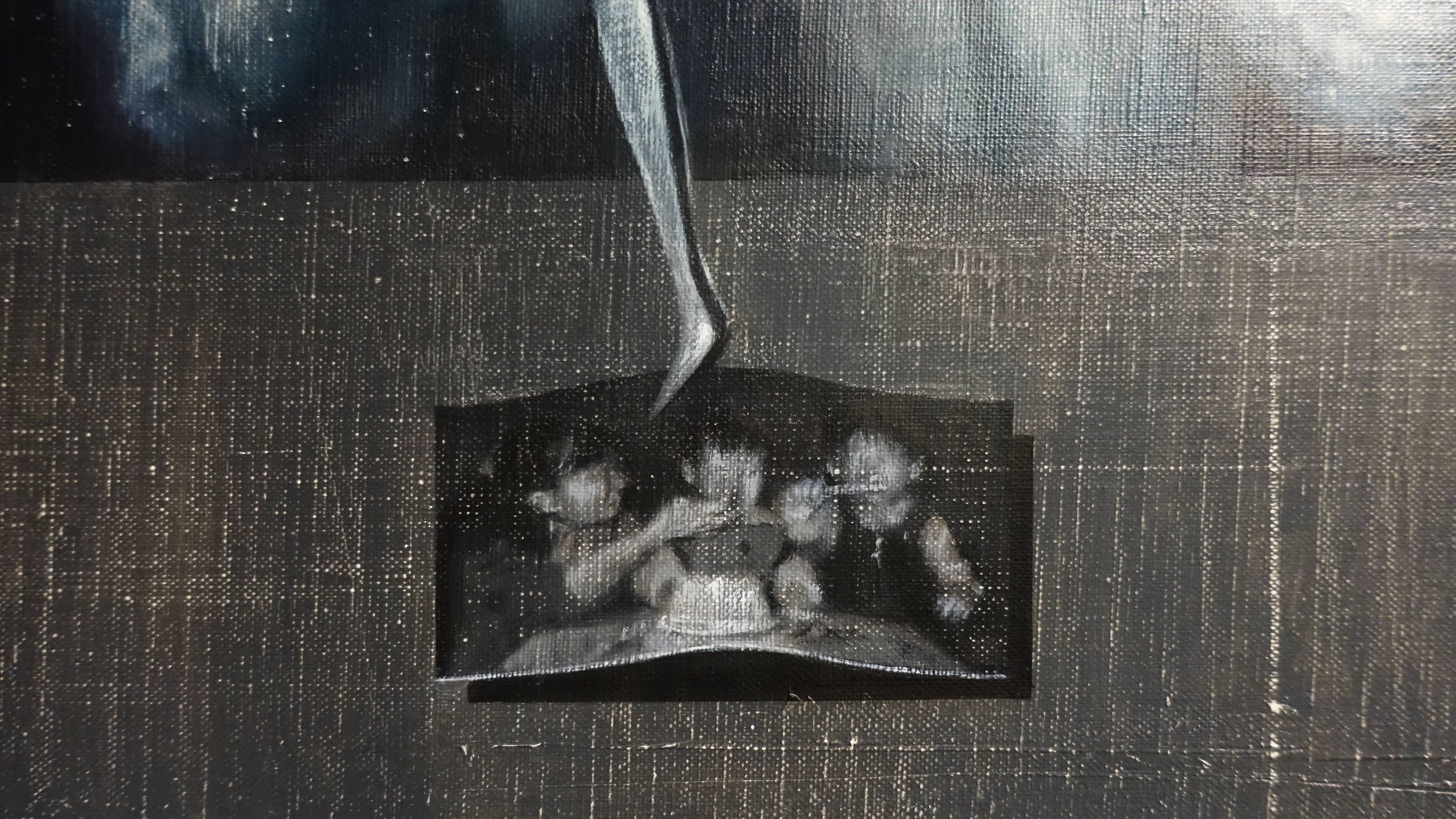 林世雍，《餽食卷4》細部，油彩。圖/非池中藝術網攝。