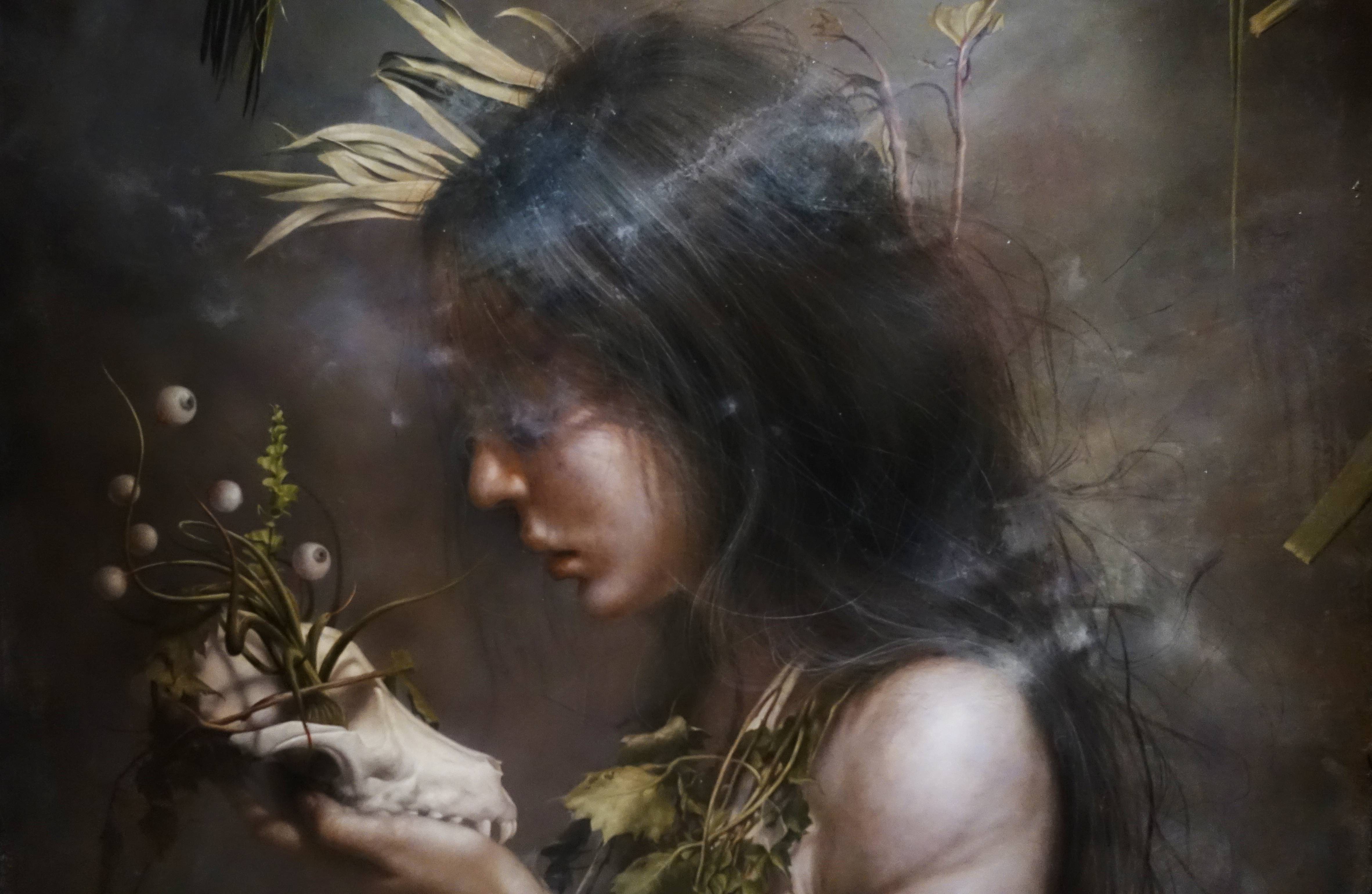 羅展鵬，《鬱鬱蔥蔥的生命》細部，油彩畫布。圖/非池中藝術網攝。