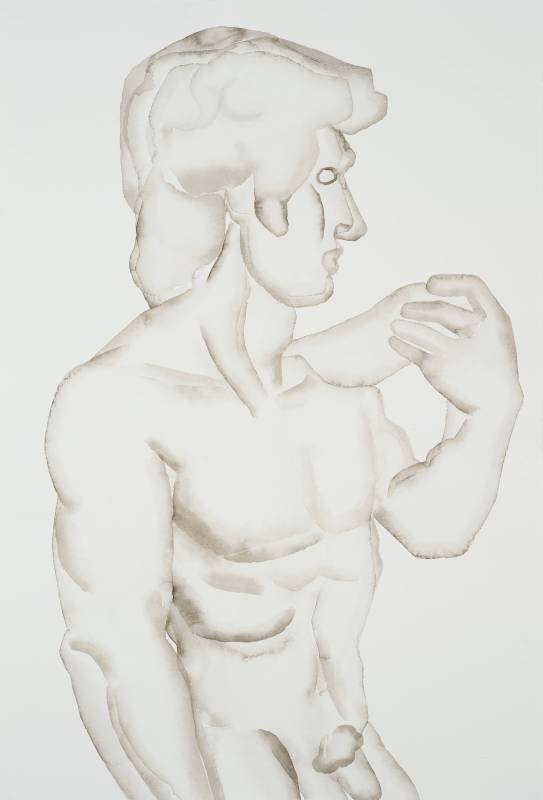 David, HU Zi 胡子, 2016. Gouache on paper 纸上水粉, 56.3 × 38 cm。圖/東畫廊提供。