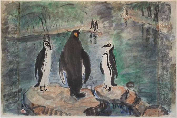 潘玉良，《Penguins; Together with a nude》，1942。圖/取自wikimedia