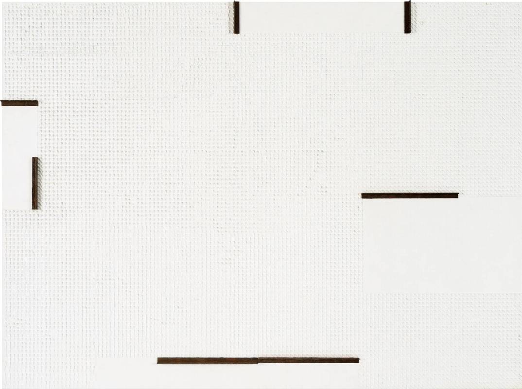 莊普 喚醒的白  97x130cm 紙、畫布、鋁製品 2016