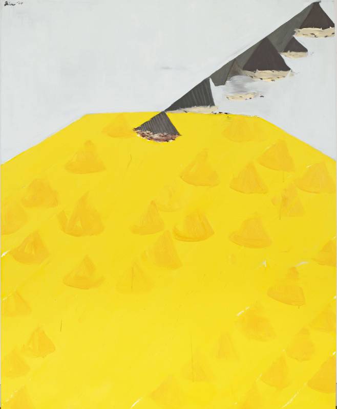 劉永仁 呼吸跫音 162x130cm 油彩、畫布、鉛片、蜂蠟  2009