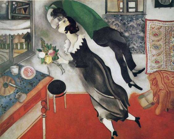 Marc Chagall，《Birthday》，1915。圖/取自 wikiart。