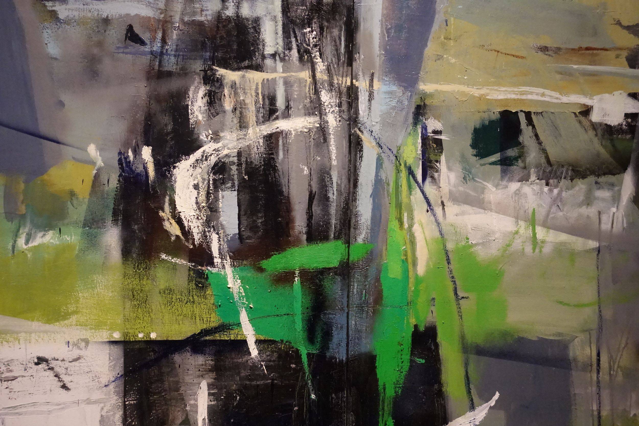 龔煜珊，〈立春〉，2017，油彩、壓克力顏料、複合媒材、畫布，117×182cm。
