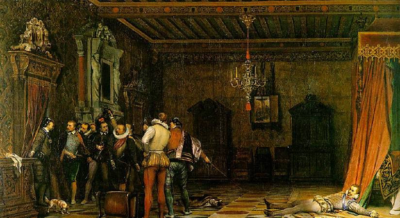 Paul Delaroche，《The Assassination of the Duke of Guise in the Château de Blois in 1588》，1834。圖/取自wikiart。