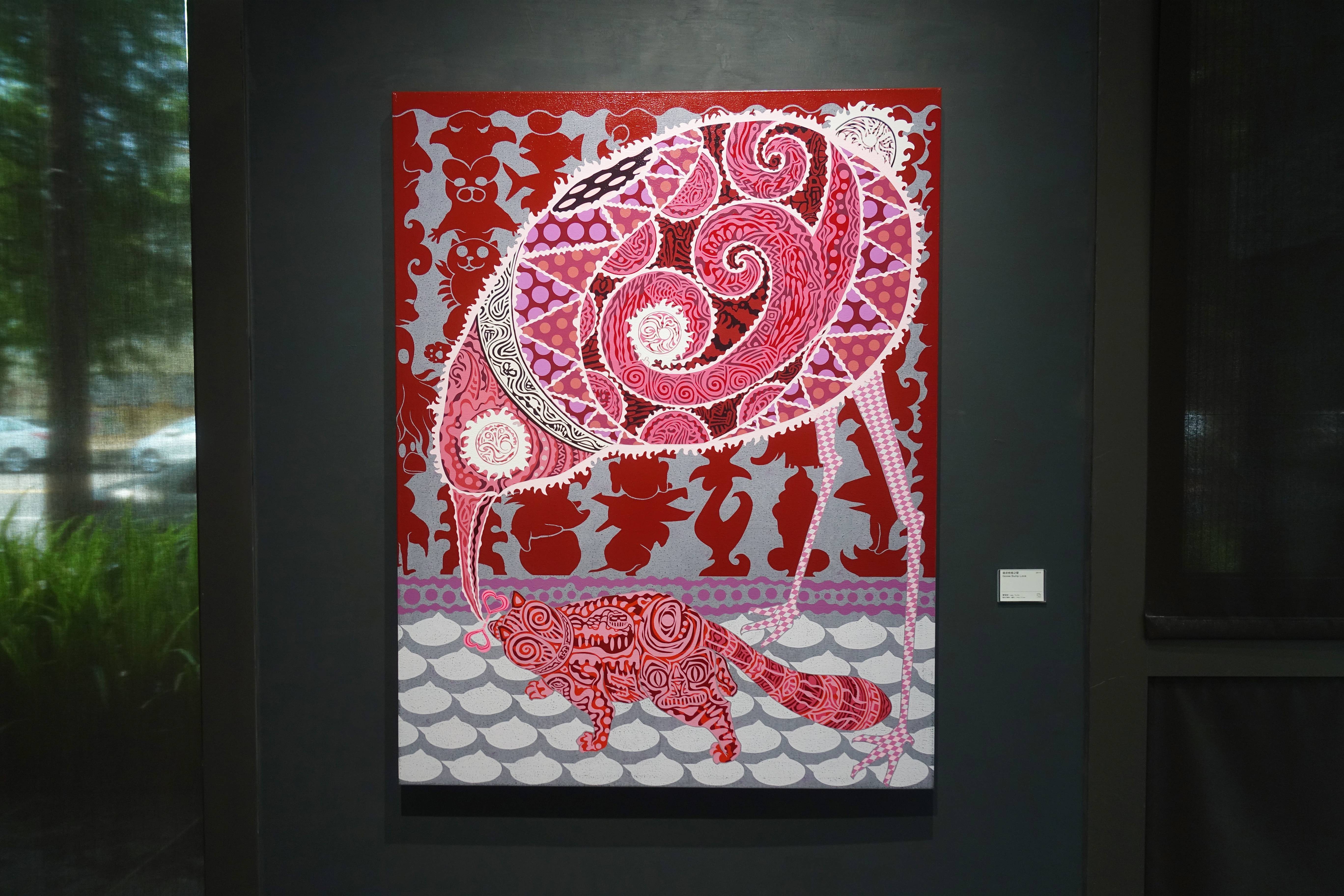 廖堉安，《雞皮疙瘩Goose Bumps Love》，壓克力、畫布，145x112 cm，2015。
