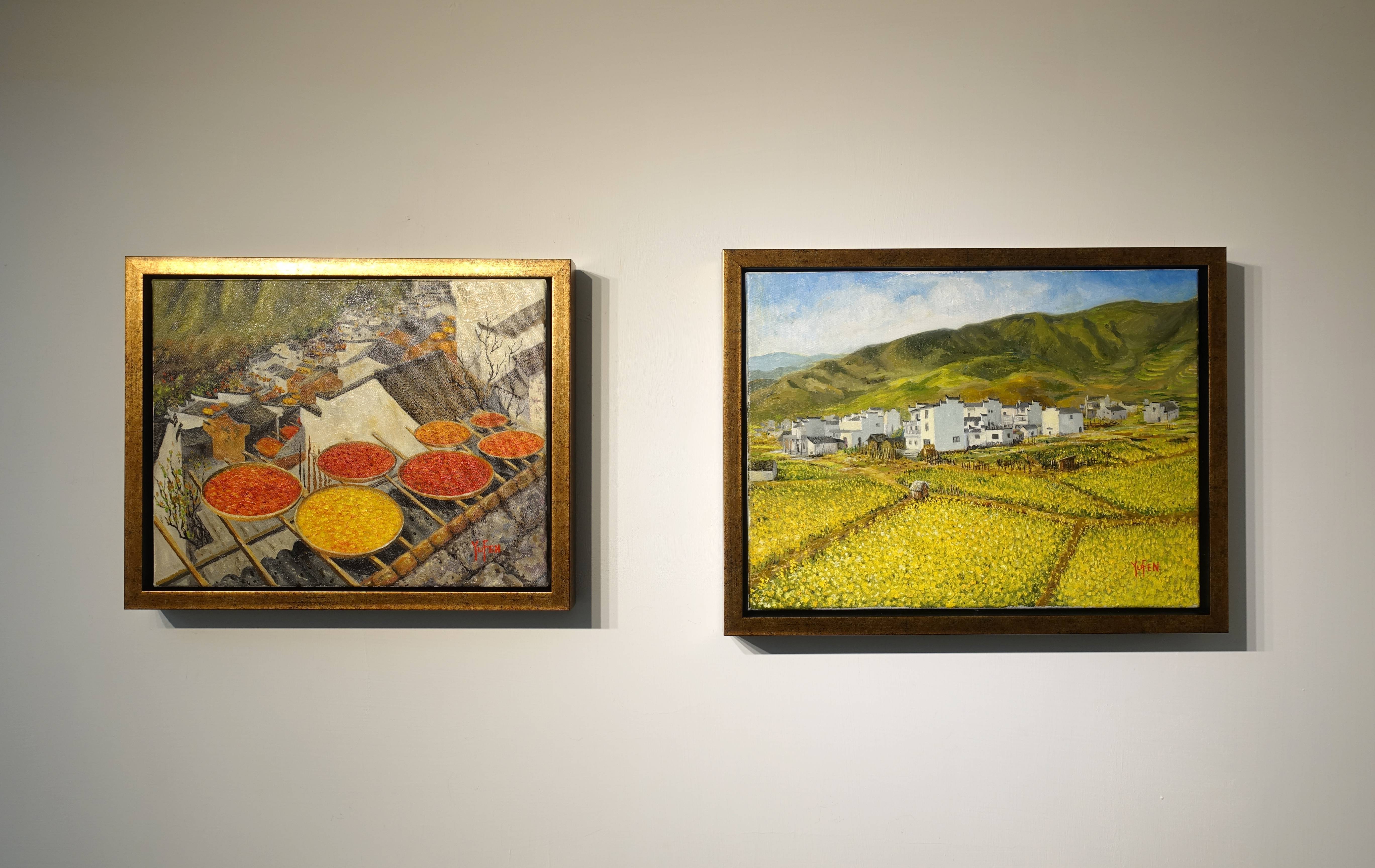 沈玉芬，《曬秋》《大理坑的油菜花》，油畫，2018。