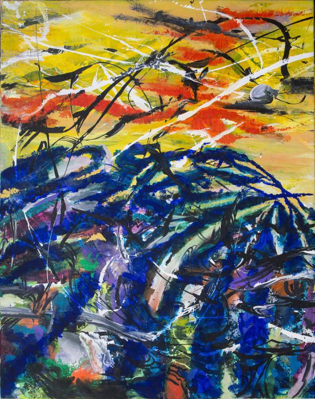 王淑鈴，吟唱的河流10，壓克力、油彩、畫布，106x82cm，2017-18。