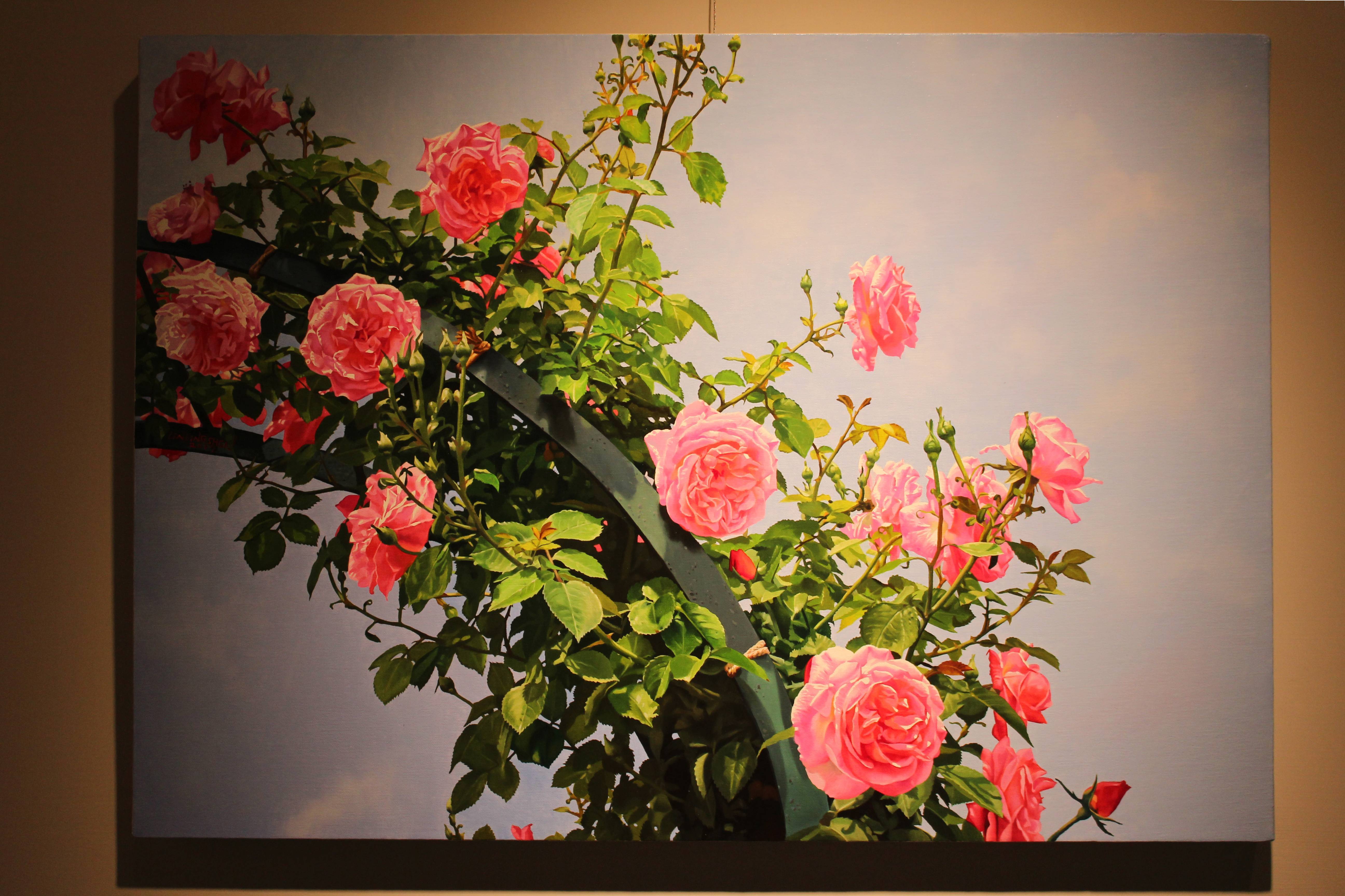 林嶺森，《清穹玫瑰之二》，2017，53×72.5cm (20P)，油彩/畫布。 