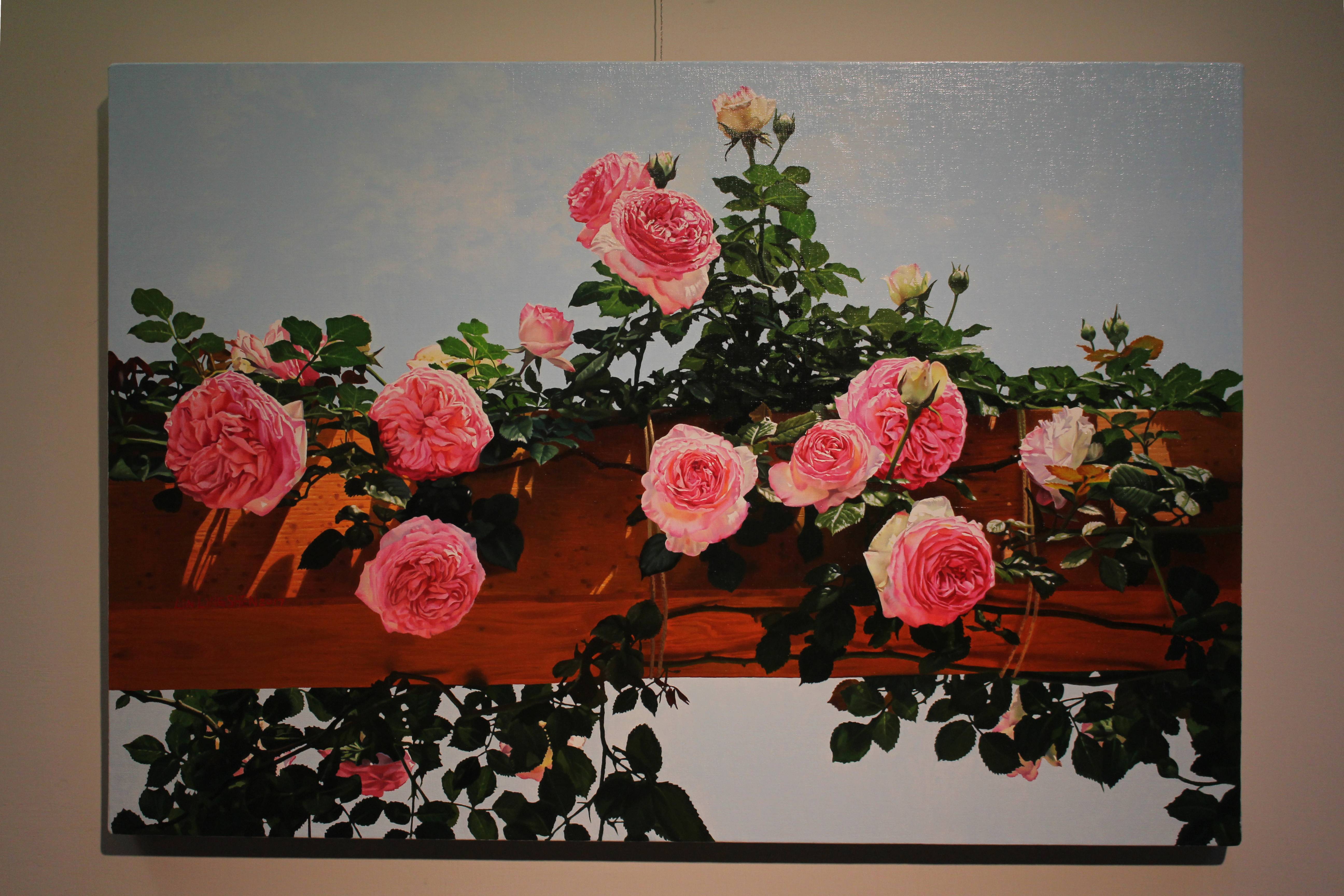 林嶺森，《清穹玫瑰》，2017，50×72.5cm (20M)，油彩/畫布。 