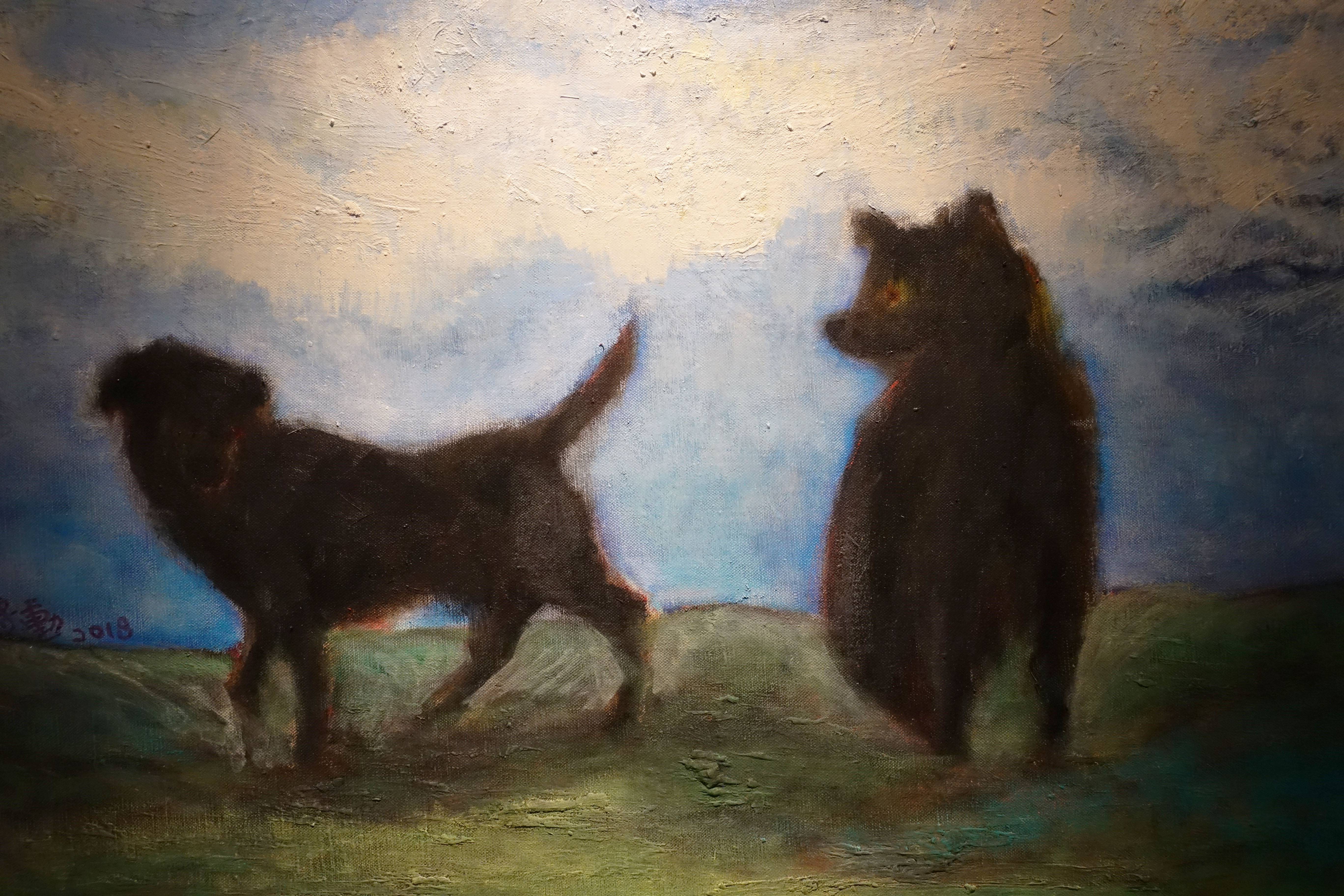 蔣勳，《流浪狗》局部，油彩畫布，53x65cm，2018。