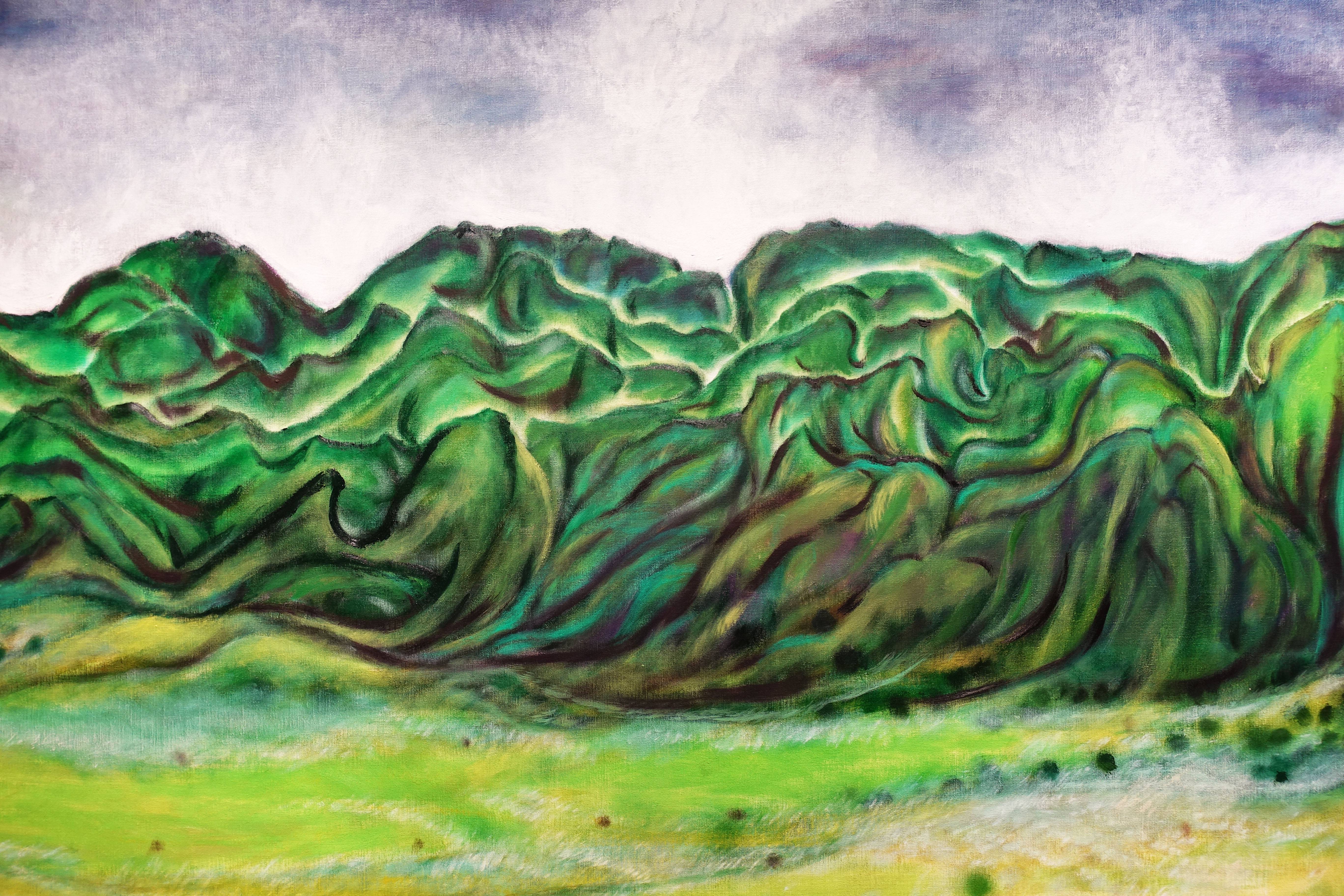 蔣勳，《縱谷之秋》局部，油彩畫布，92x270cm，2017。