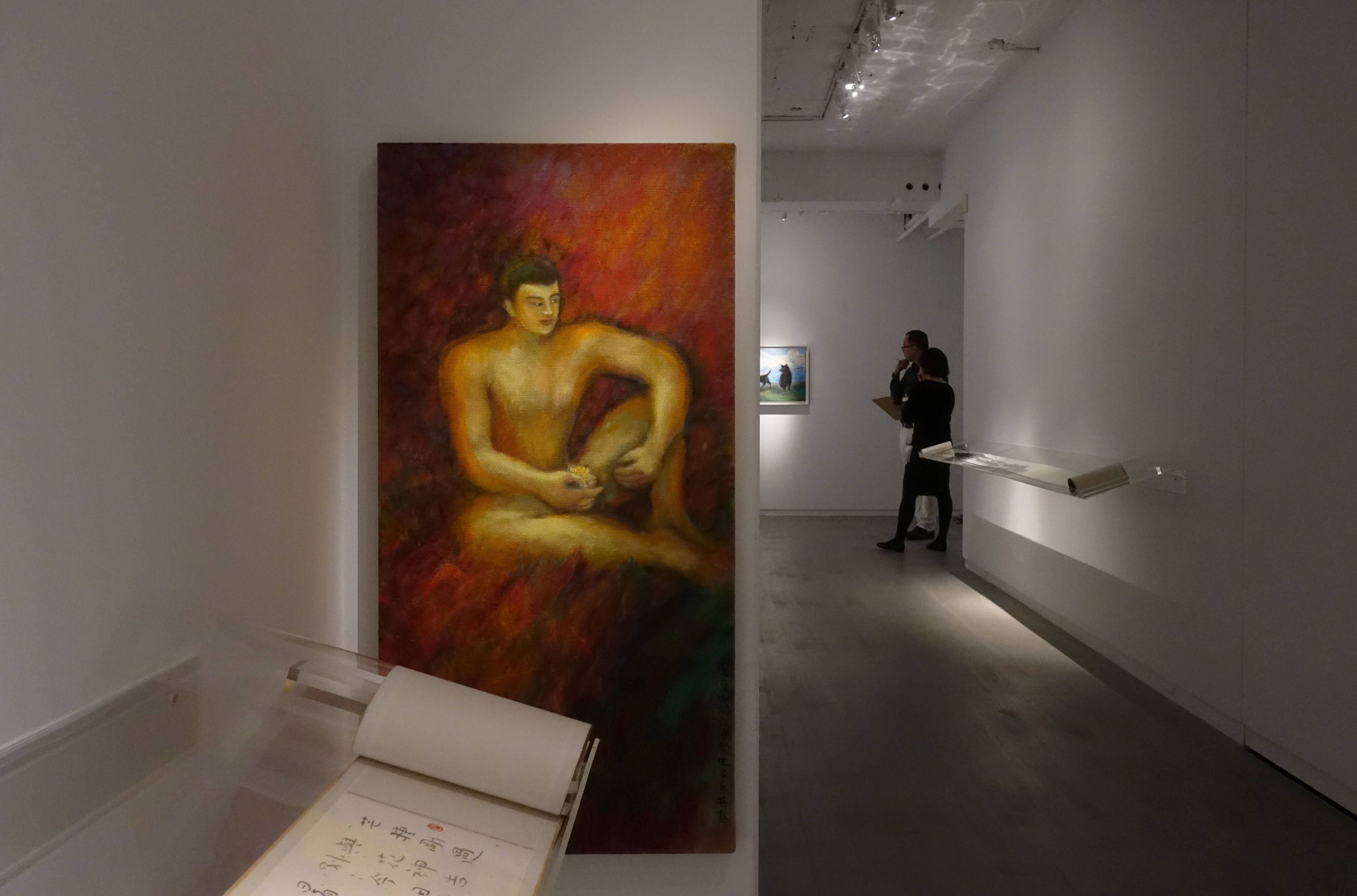 蔣勳，《是身如焰》，油彩畫布，100x50cm，2018。