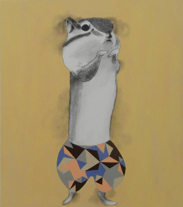 宮城勝規，松鼠巧士達，53 x 45.5 cm，壓克力彩、畫布，2016年 / MIYAGI Katsunori, Squirrel Custard,  53 x 45.5 cm, Acrylic on Canvas, 2016