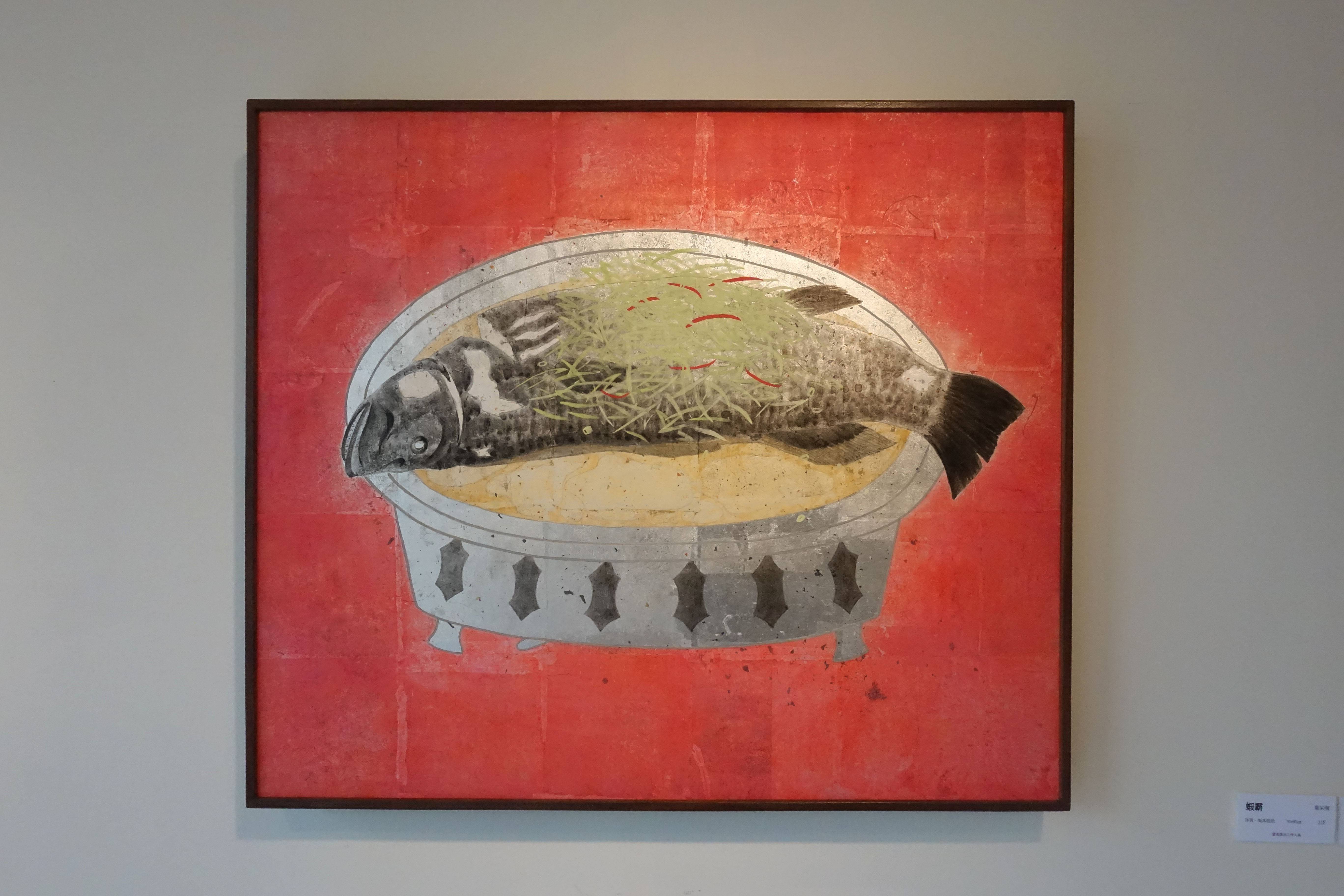 葉采薇，《魚眼睛》，2017，銀箔、紙本設色，60 x 70 cm。