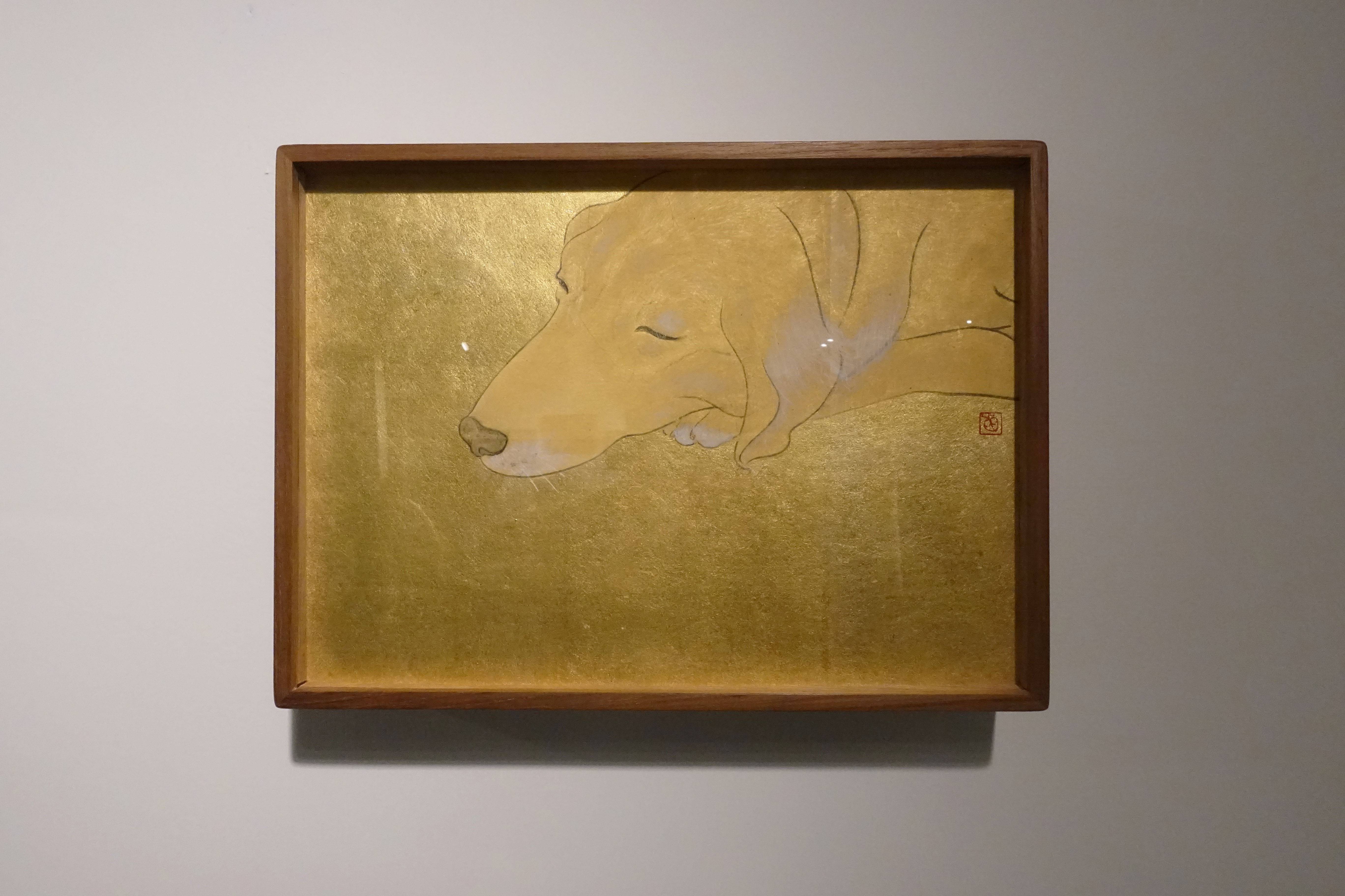 葉采薇，《摳喇》，2017，金箔、紙本設色，21 x 29 cm。