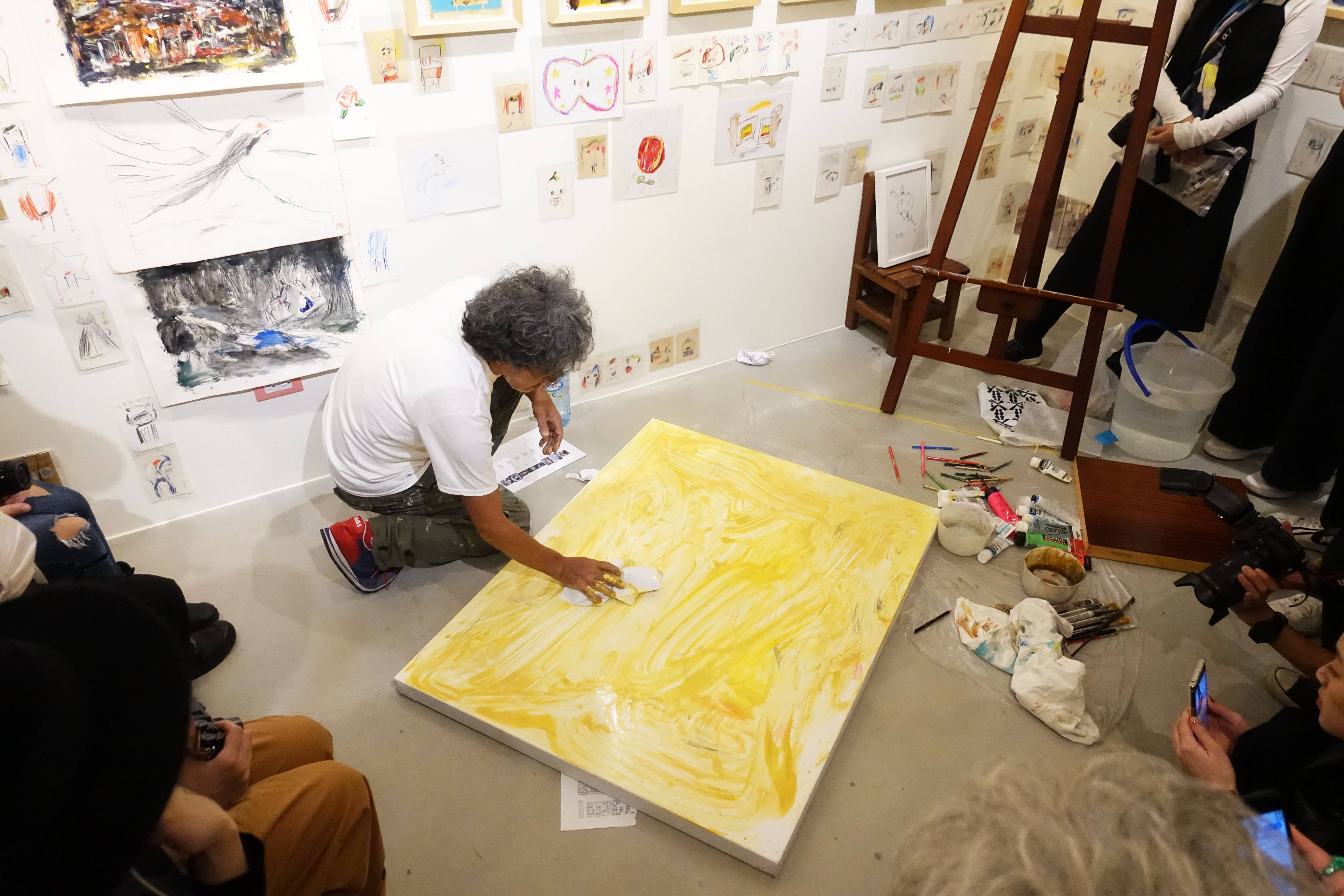 日本插畫繪本藝術家荒井良二先生於荻達寓見現場Live painting。