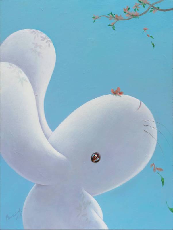 03. 黃本蕊，《花之吻》，2018，壓克力顏料／畫布，101 x 76 cm。
