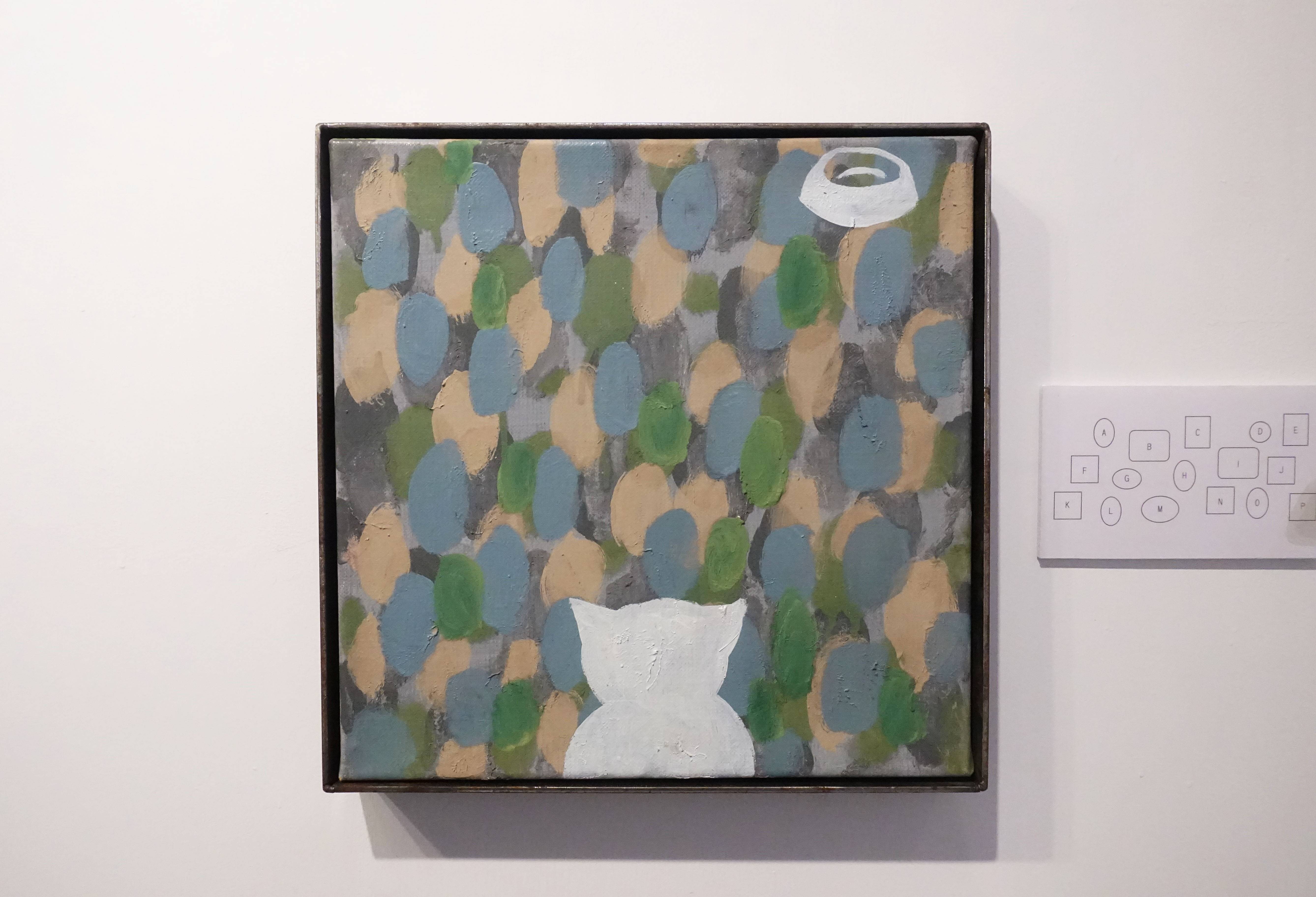黃小燕，《白貓》，油彩畫布，30x30cm，2016。