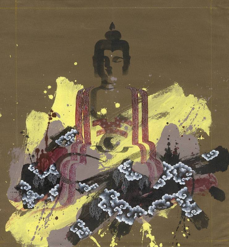 Pema Tshering , Half Buddha 2145.11, Acrylic on canvas, 50X61cm , 2018.