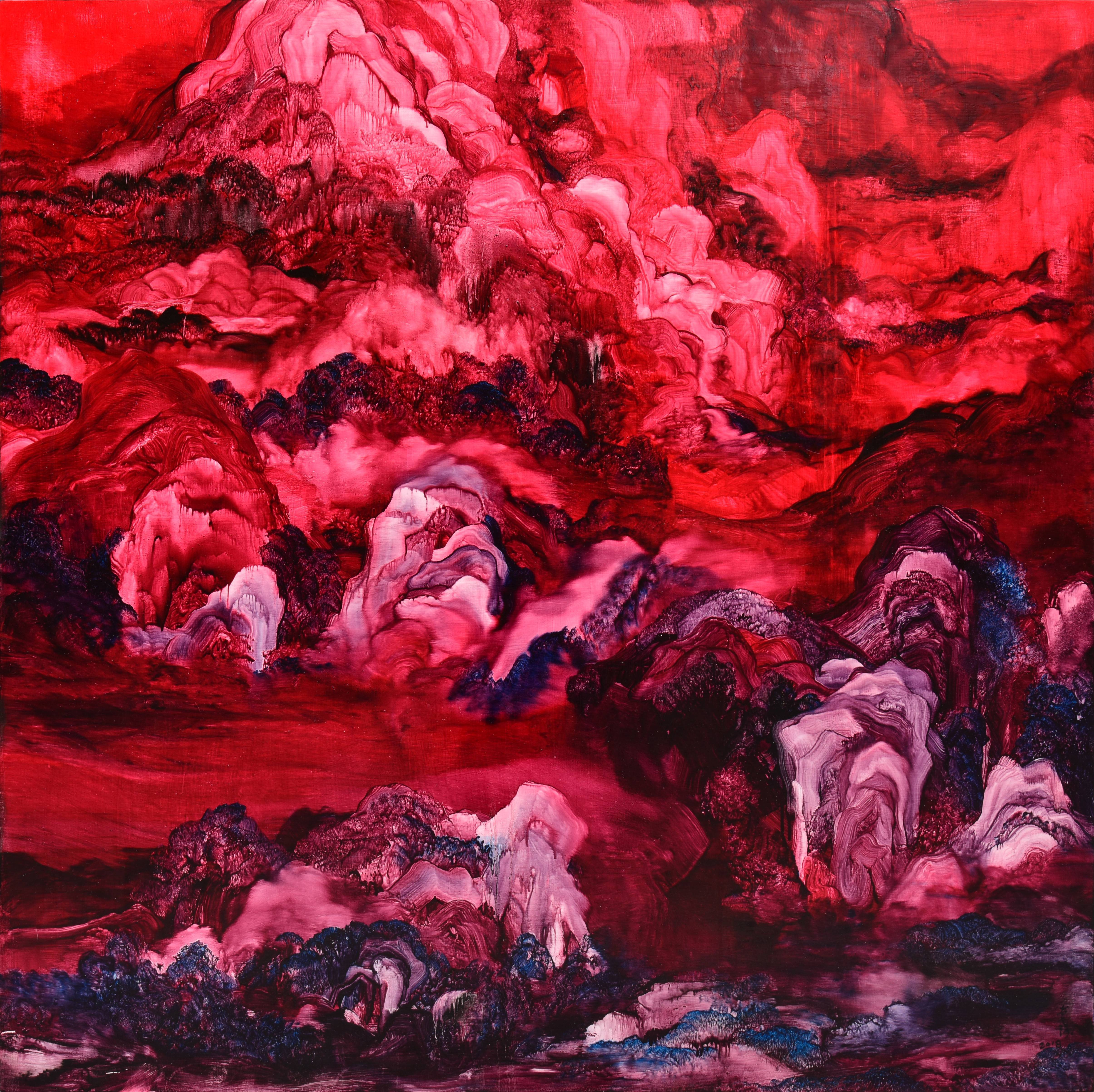 常陵｜五花肉－肉山水－抱懷溫柔谷｜2018｜油彩｜180x180cm