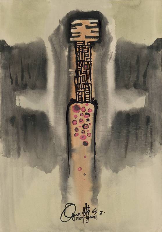 歐陽文苑《無題》，彩墨、紙，78x54.3cm，1965。圖/采泥藝術　　　