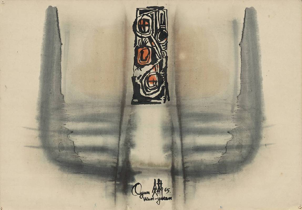 歐陽文苑《無題》，彩墨、紙，78x54.3cm，1965。圖/采泥藝術　　　