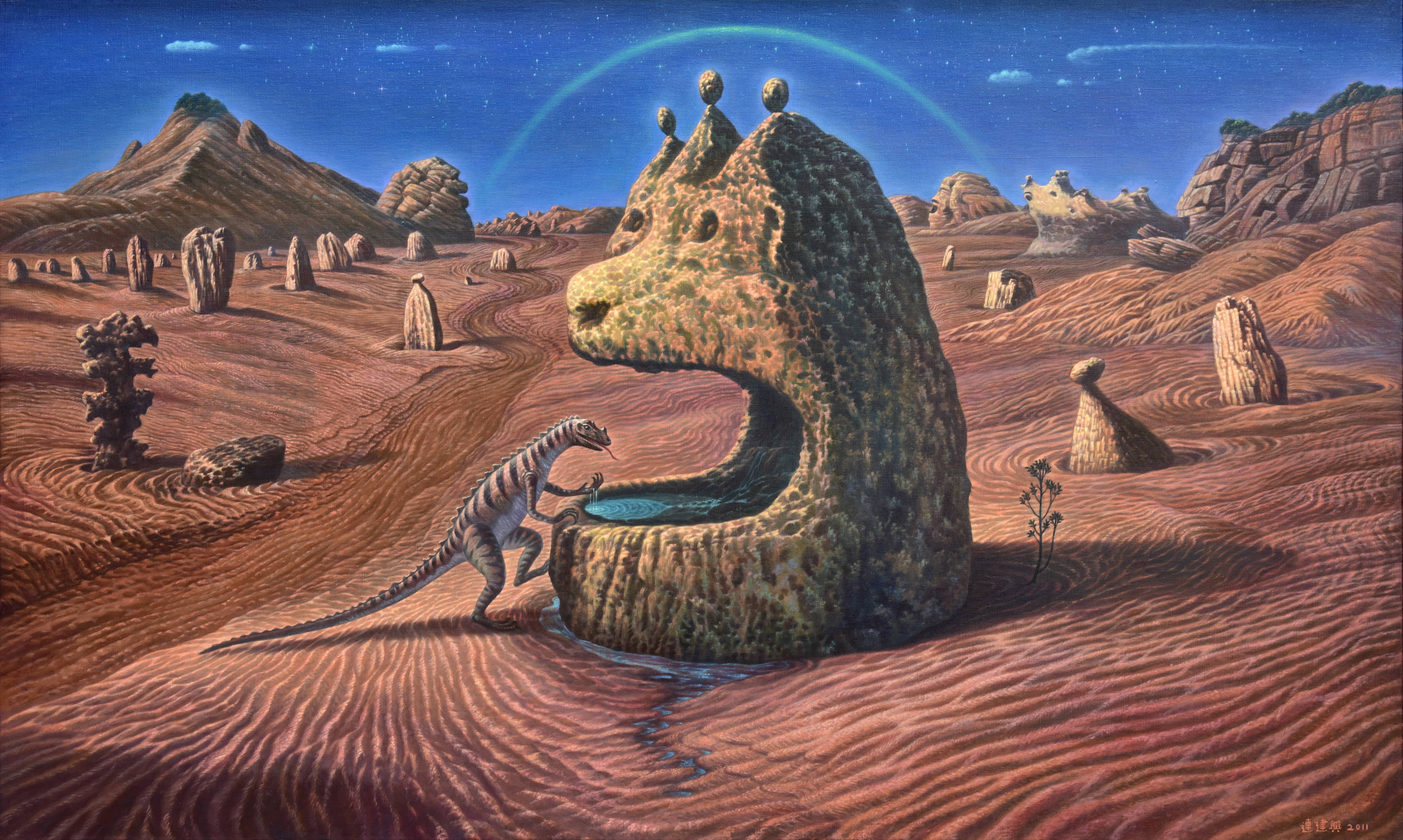 連建興|清涼甘泉探索|2011|油彩|162x97cm