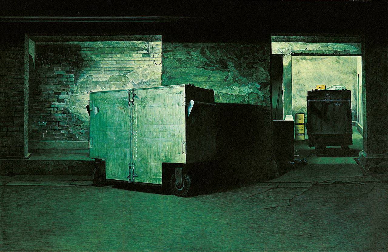 連建興|通道中的車子|1983|油彩|131x200cm