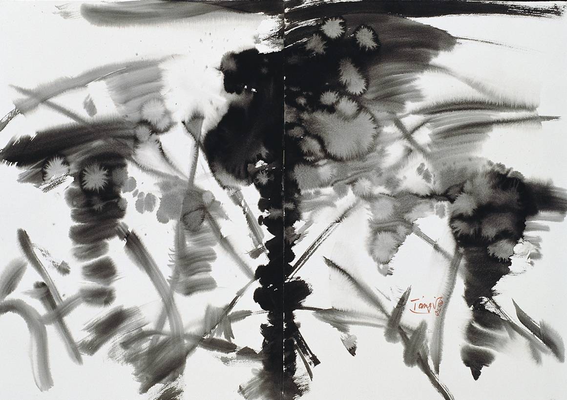 曾海文 無題 水墨 紙本 100x70cm (雙聯幅)