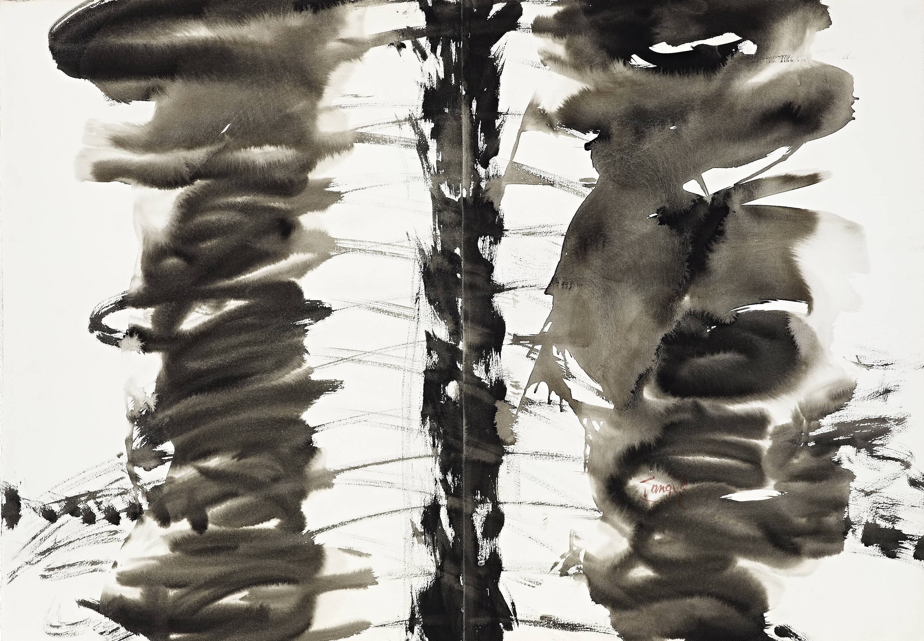 曾海文 無題 水墨 100x70cm (雙聯幅)