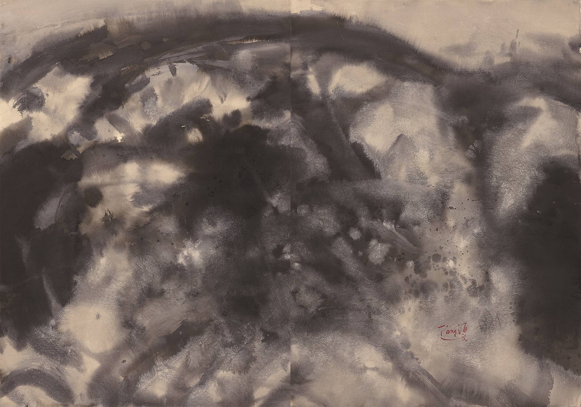 曾海文 無題 水彩 70x100cm (雙聯幅)