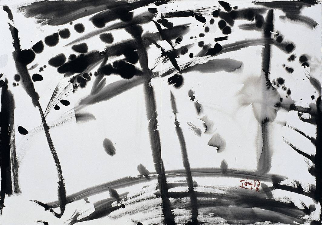 曾海文 無題 水墨 100x70cm (雙聯幅)