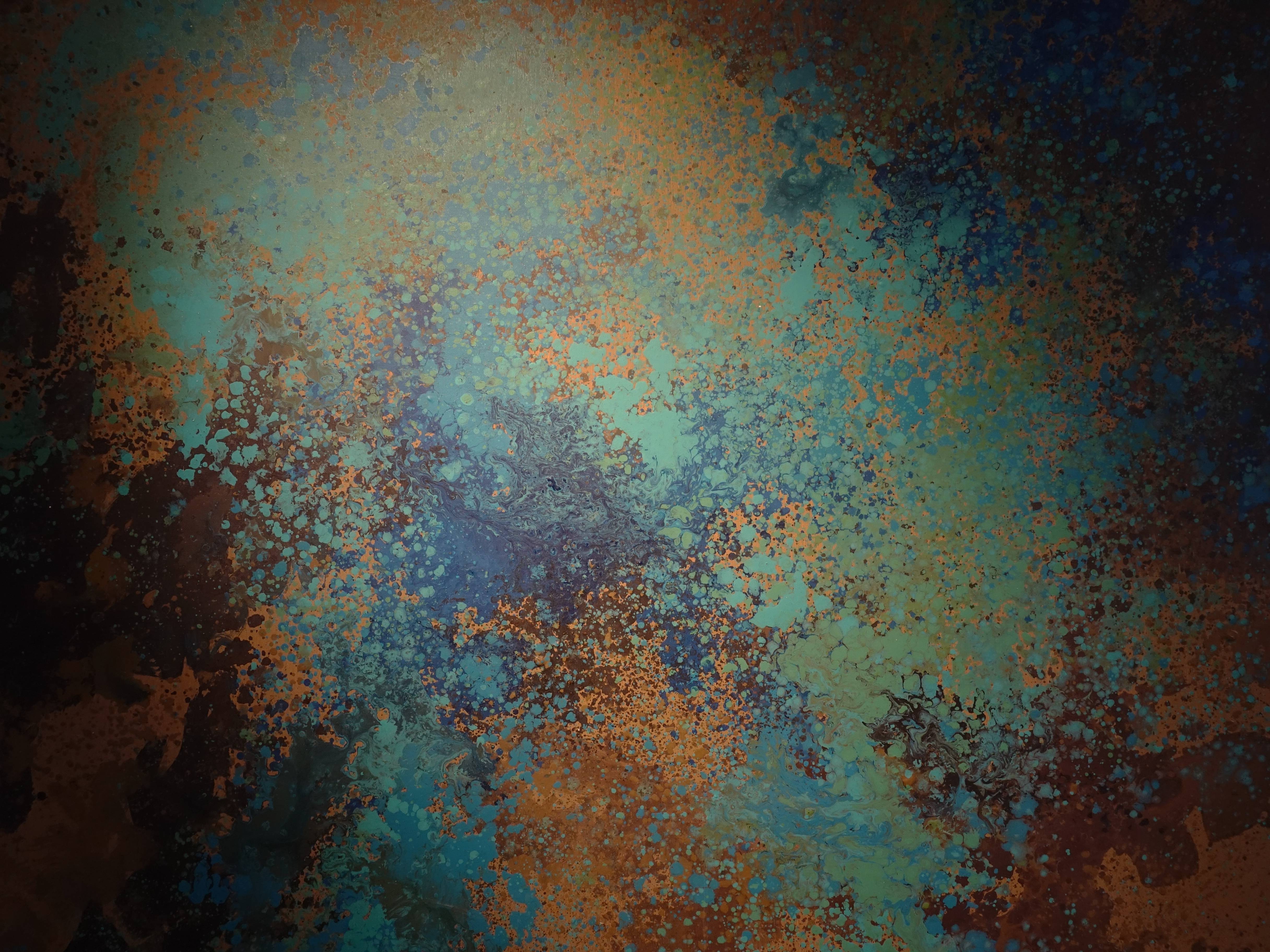 賴哲祥，《彩韻⾃然系列-05》細節，油彩、壓克⼒彩，130x130 cm (80F)， 2012。