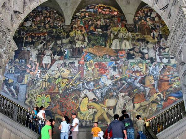 Diego Rivera's mural The History of Mexico at the National Palace in Mexico City. 圖/取自Wiki