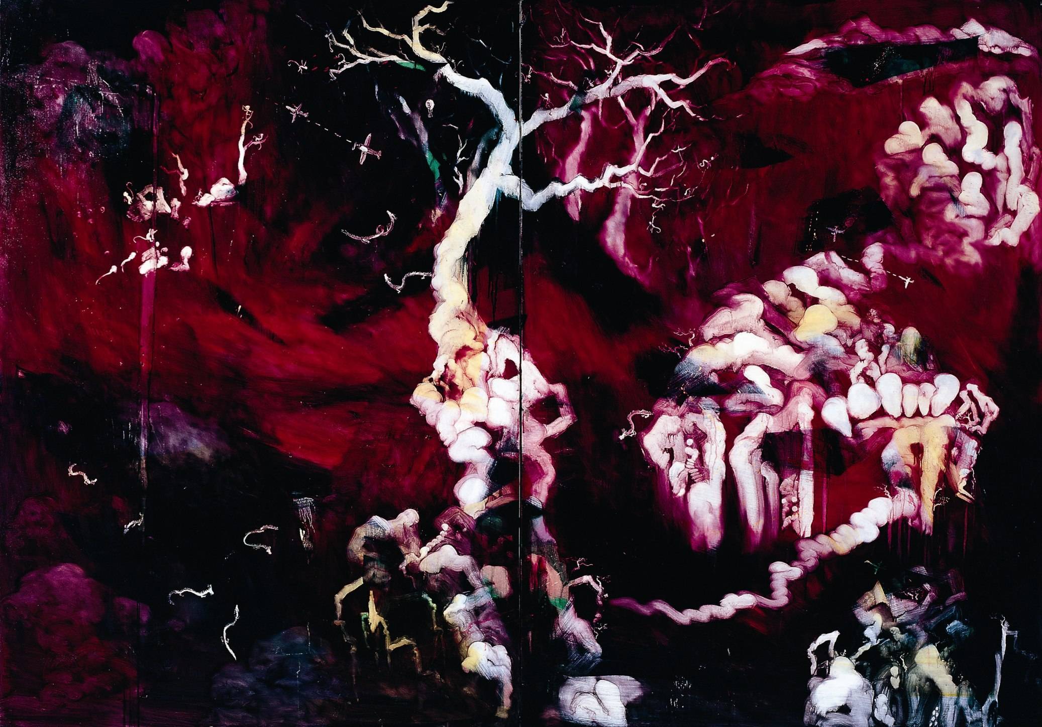 常陵|五花肉-肉山水-尋崑崙|2007|油彩|227x364cm(雙聯幅)