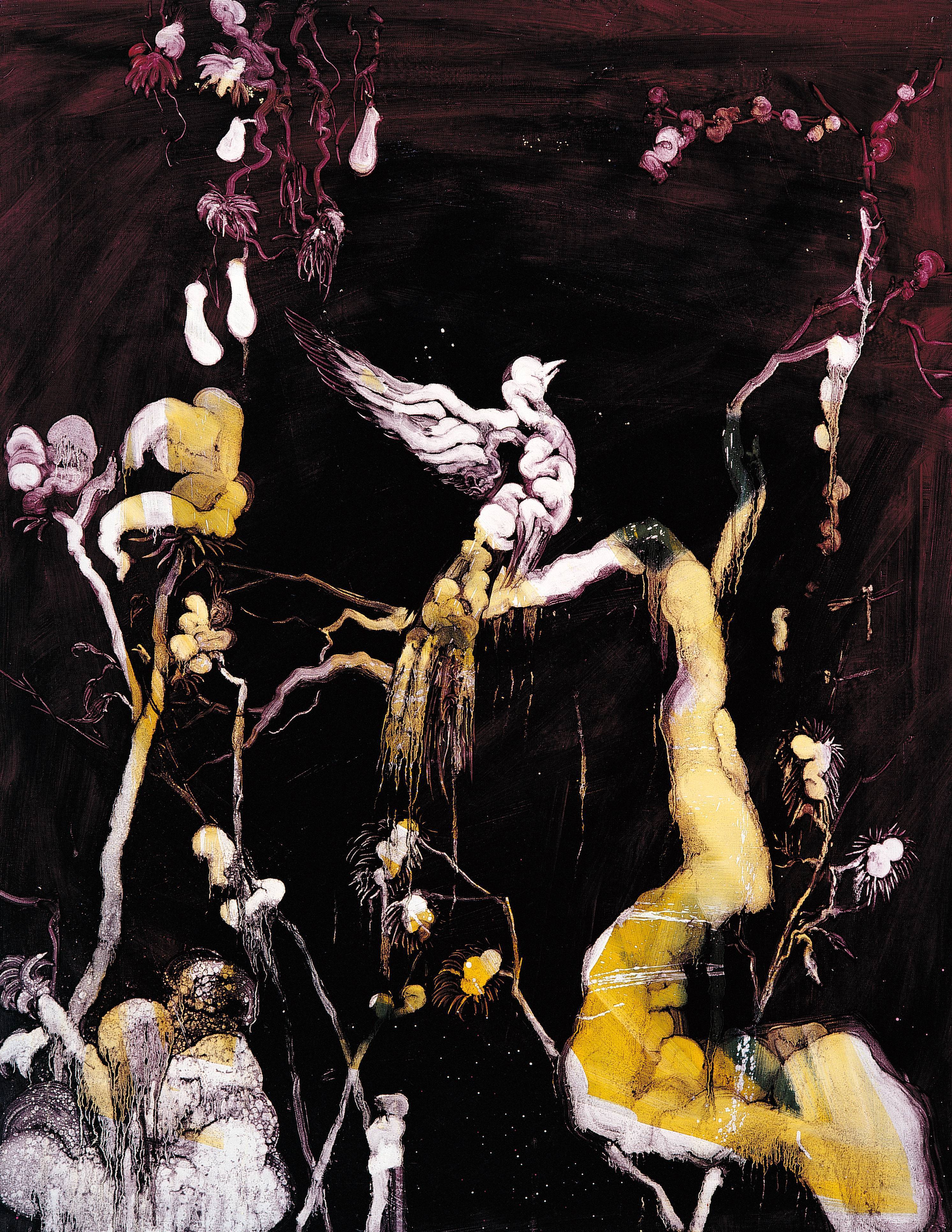 常陵|五花肉系列-肉花鳥-夢縈燕燕圖|2007|油彩|116.5x91cm