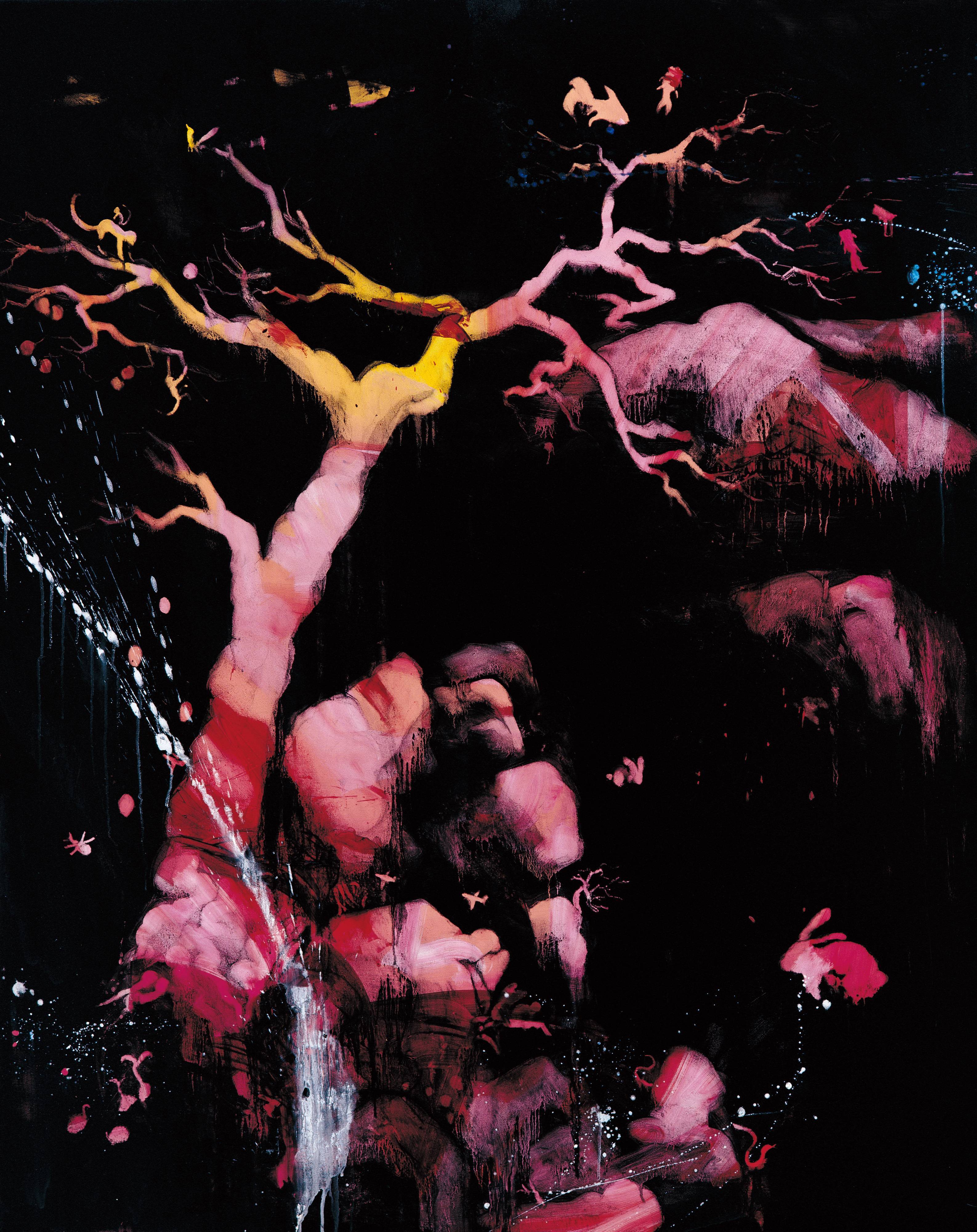 常陵|五花肉系列-肉花鳥-泉水小語圖|2007|油彩|162x120cm