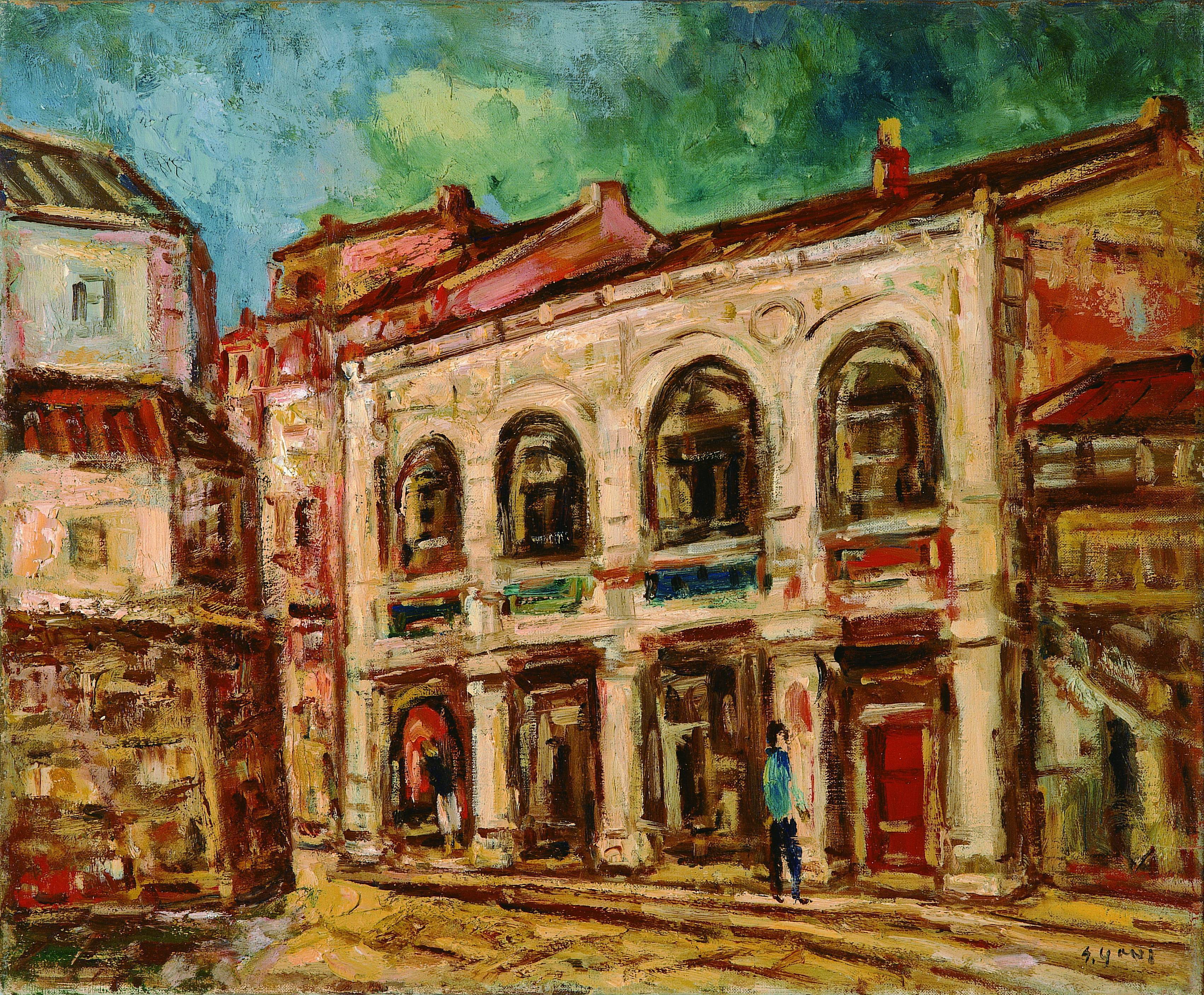 楊三郎|大稻埕舊街|1952|油彩|50x60.5cm