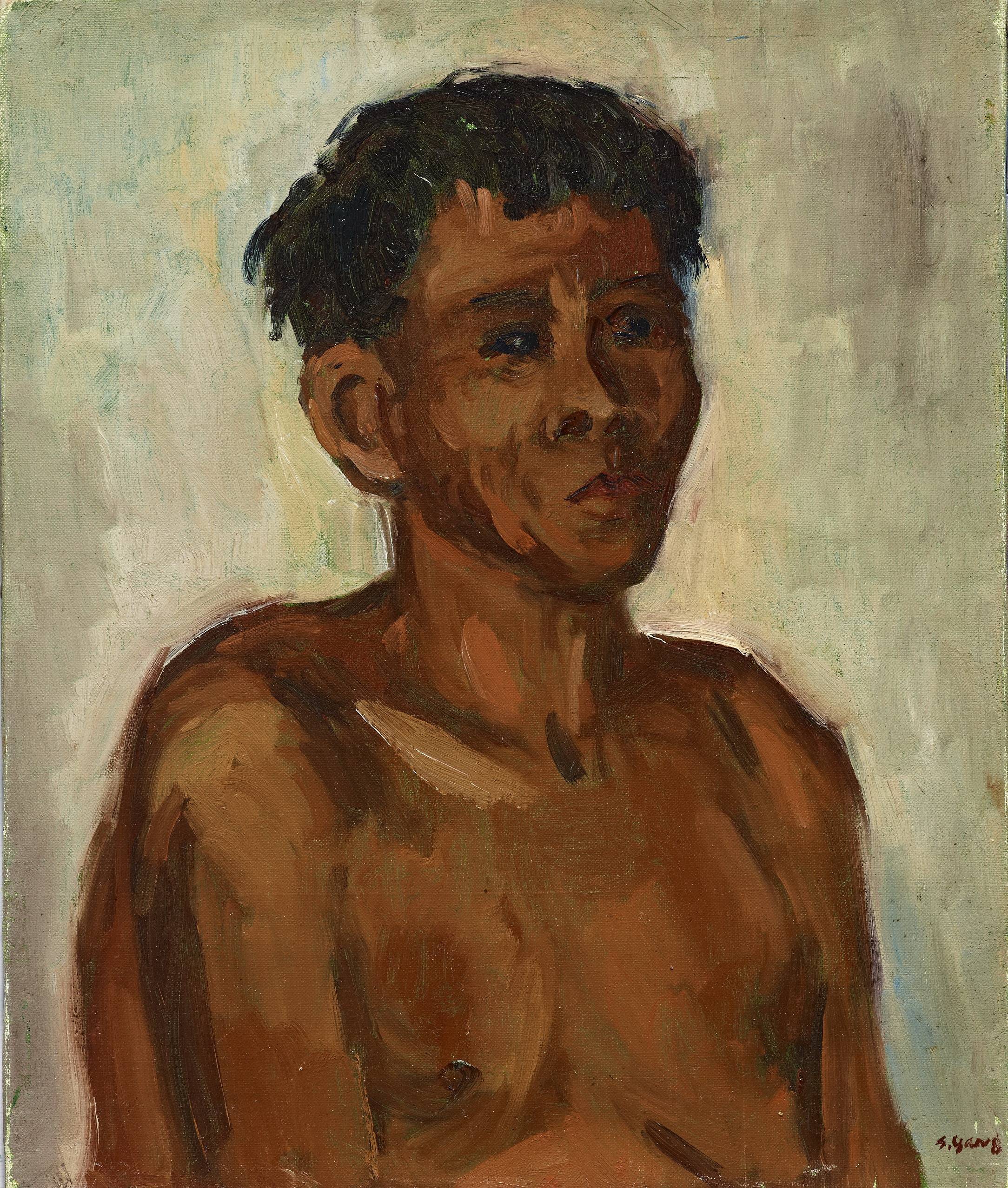 楊三郎|高山老友|1980s|油彩|45x38cm