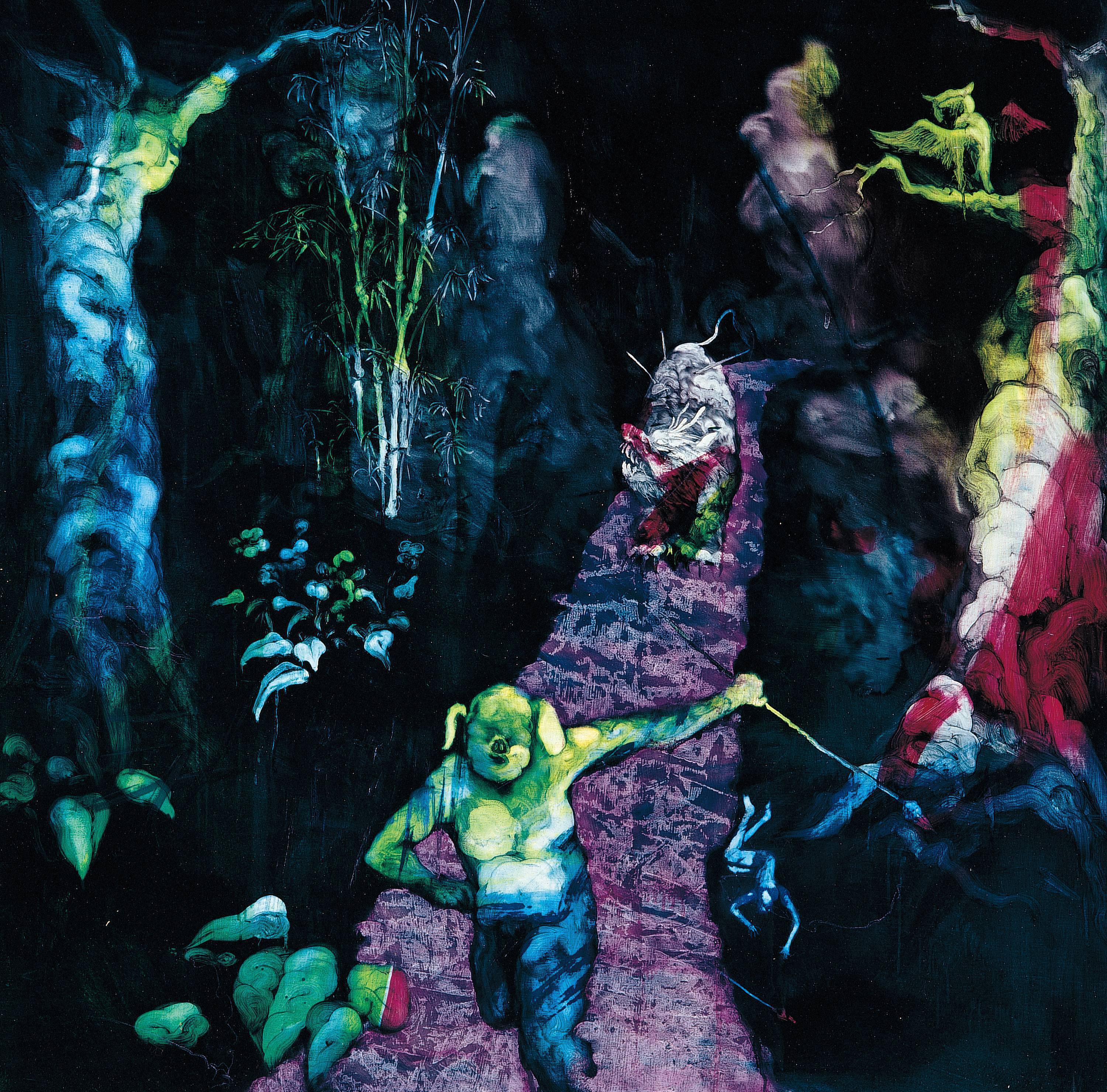 常陵｜五花肉系列－肉都市－年獸來了｜2008｜油彩｜130x130cm